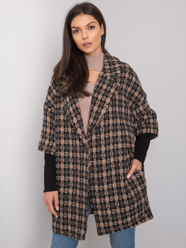 Fashionhunters RUE PARIS Палто със сиви и оранжеви шарки