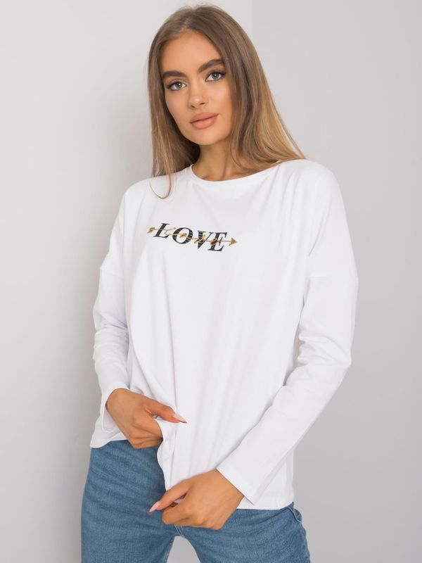 Fashionhunters RUE PARIS White Cotton Long Sleeve T-Shirt for Women