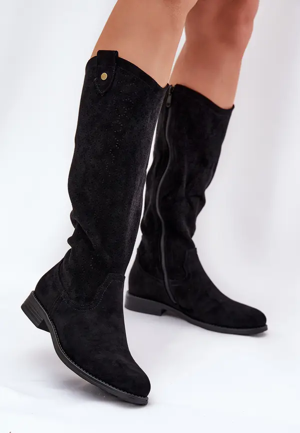 S. BARSKI S. BARSKI Ботуши С Плосък Ток С Перфориран Дизайн Черни S.Barski