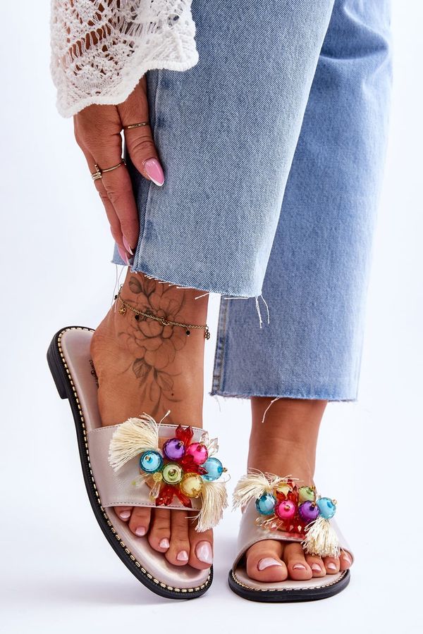 S. BARSKI S. BARSKI Чехли с декоративни мъниста С.Барски