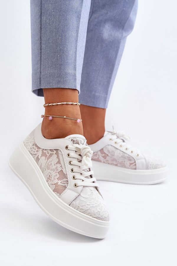 S. BARSKI S. BARSKI Дамски дантелени кецове на платформа S.Barski