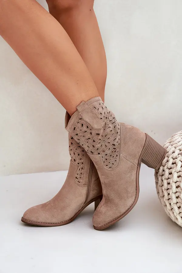 S. BARSKI S. BARSKI Дамски Ковбойски Ботушки На Ток Бежови S.Barski