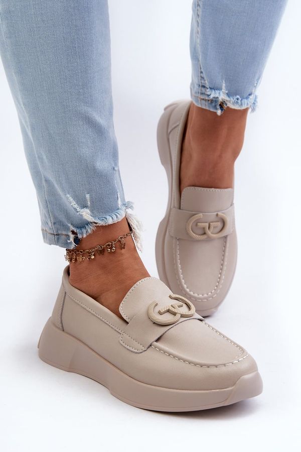 S. BARSKI S. BARSKI Дамски кожени мокасини на платформа Бежови S.Barski LR490