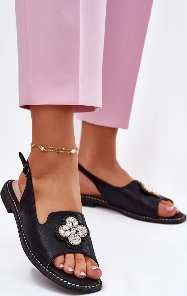 S. BARSKI S. BARSKI Дамски Сандали На Плосък Халк З С декоративен детайл S.Barski