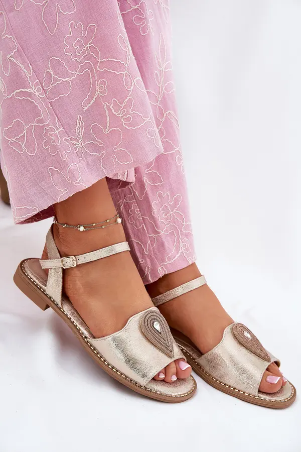 S. BARSKI S. BARSKI Дамски Сандали На Плосък Ток С Декорация S.Barski