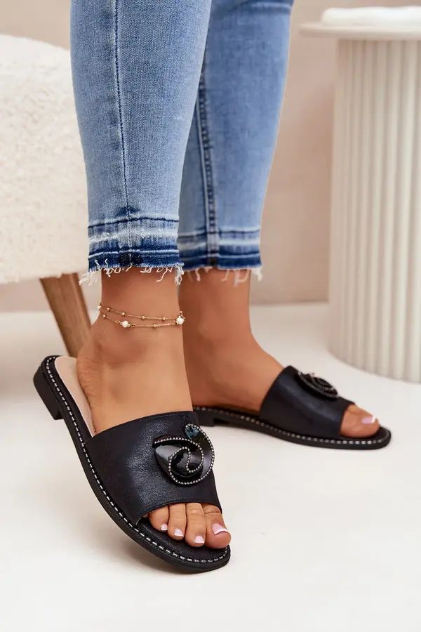 S. BARSKI S. BARSKI Дамски Сандали На Плосък Ток С Декоративен Детайл