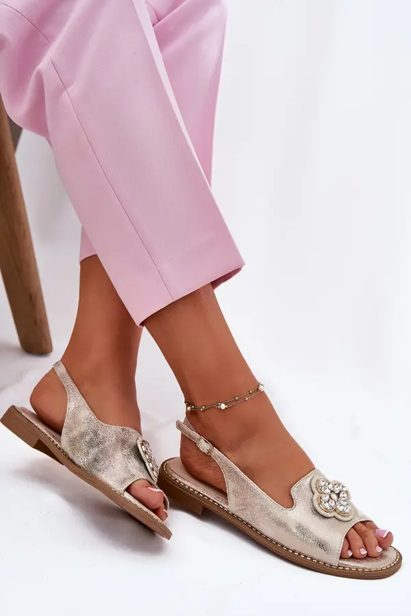 S. BARSKI S. BARSKI Дамски сандали на плосък ток с декоративен детайл S.Barski