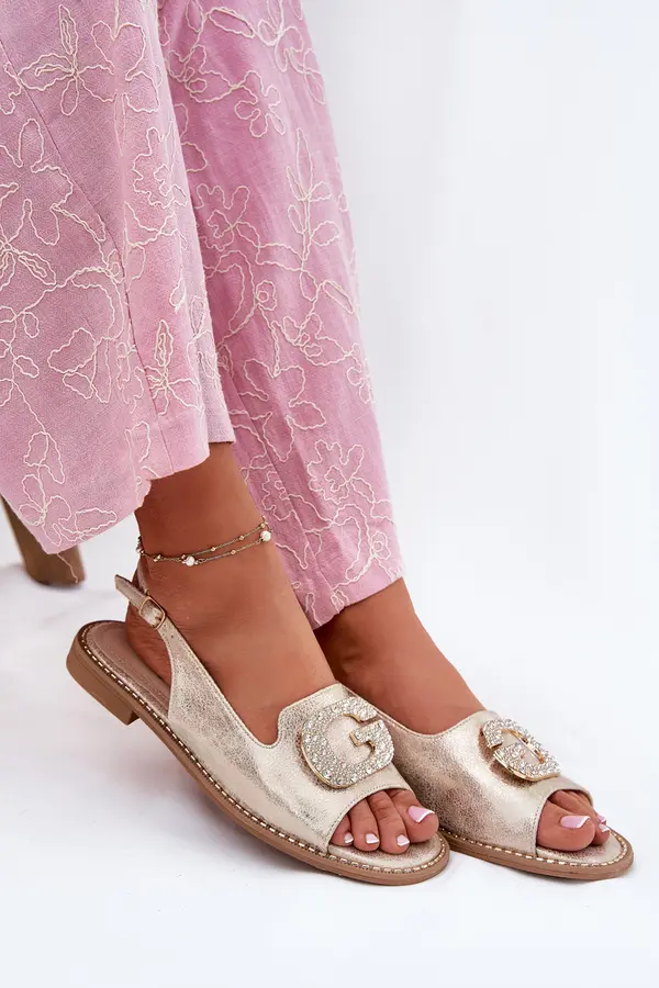 S. BARSKI S. BARSKI Дамски сандали на плосък ток с декоративен детайл S.Barski