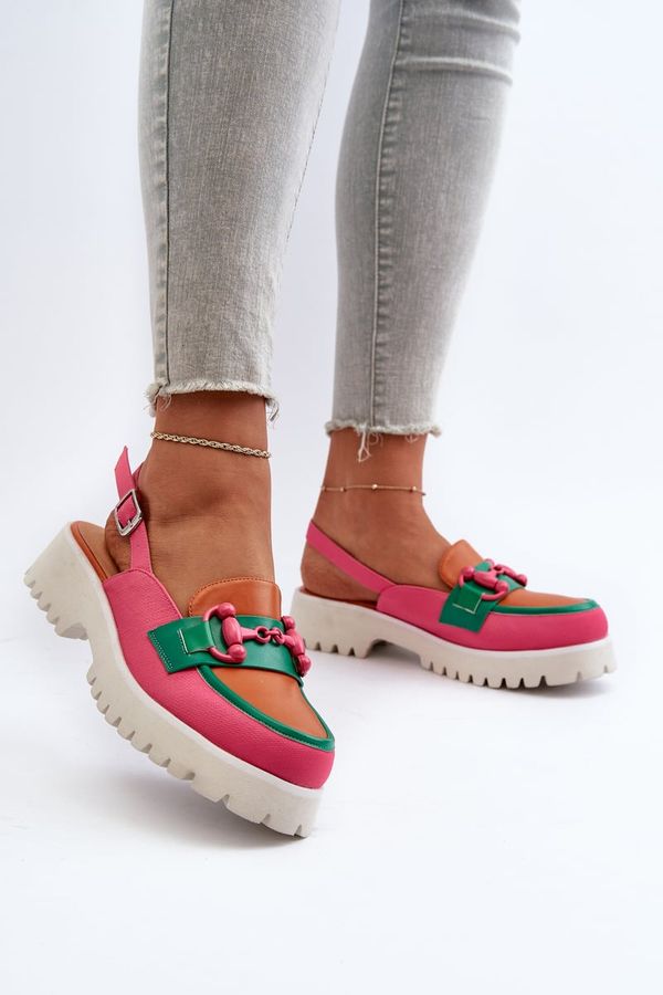 S. BARSKI S. BARSKI Дамски сандали на плосък ток с оранжева декорация D&A