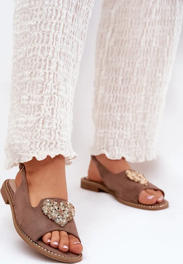 S. BARSKI S. BARSKI Дамски Сандали С Декорирано Сърце Тъмнобежови S.Barski KV27-018