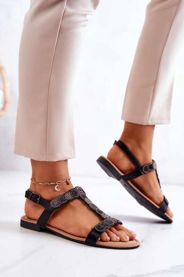 S. BARSKI S. BARSKI Дамски сандали с кристали Черни юли