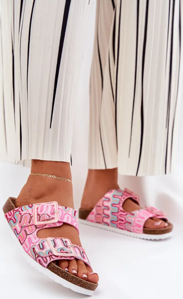 S. BARSKI S. BARSKI Дамски Сандали С Пряжки И Брокат Розови S.Barski