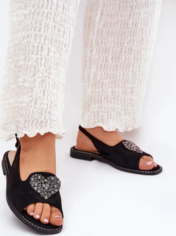 S. BARSKI S. BARSKI Дамски Сандали С Украсено Сърце S.Barski KV27-018 Черни