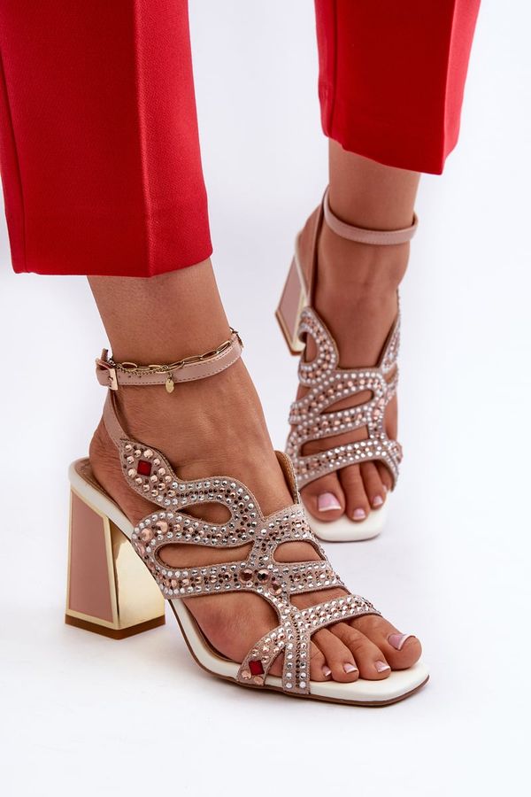 S. BARSKI S. BARSKI Дамски украсени сандали с високи токчета D&A