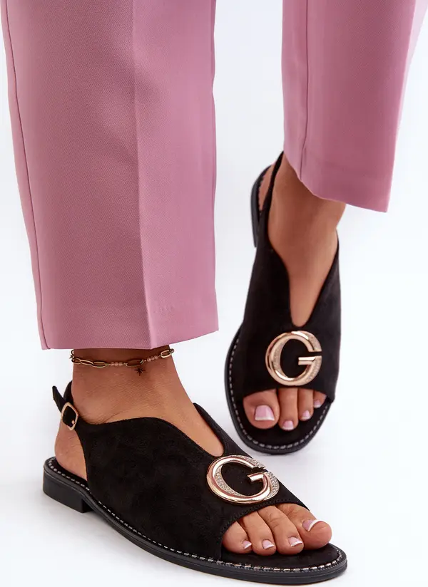 S. BARSKI S. BARSKI Елегантни дамски сандали с декорация Еко Велур S.Barski