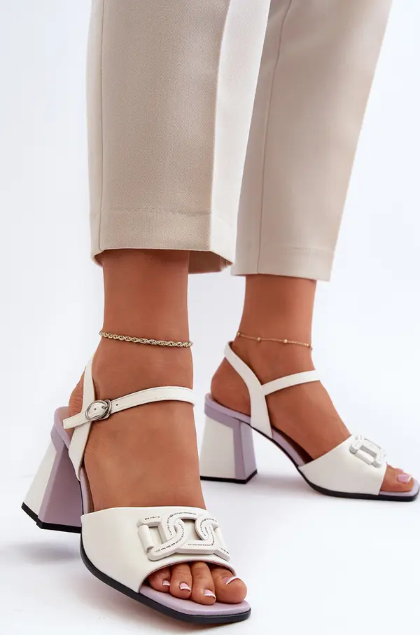 S. BARSKI S. BARSKI Елегантни сандали на висок ток с бял орнамент D&A