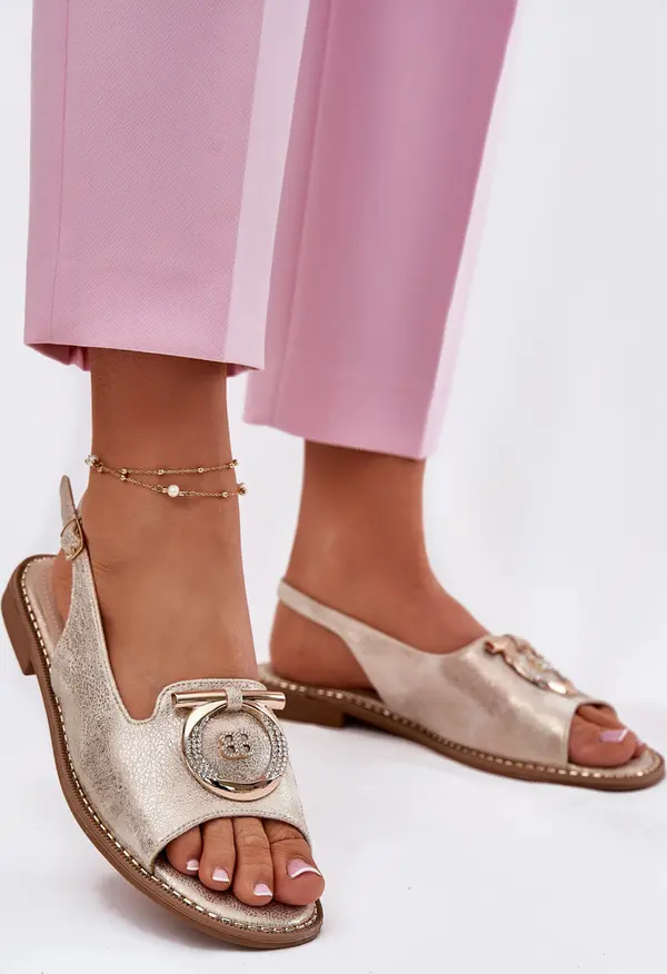 S. BARSKI S. BARSKI Елегантни Сандали С Декорация На Плосък Ток S.Barski