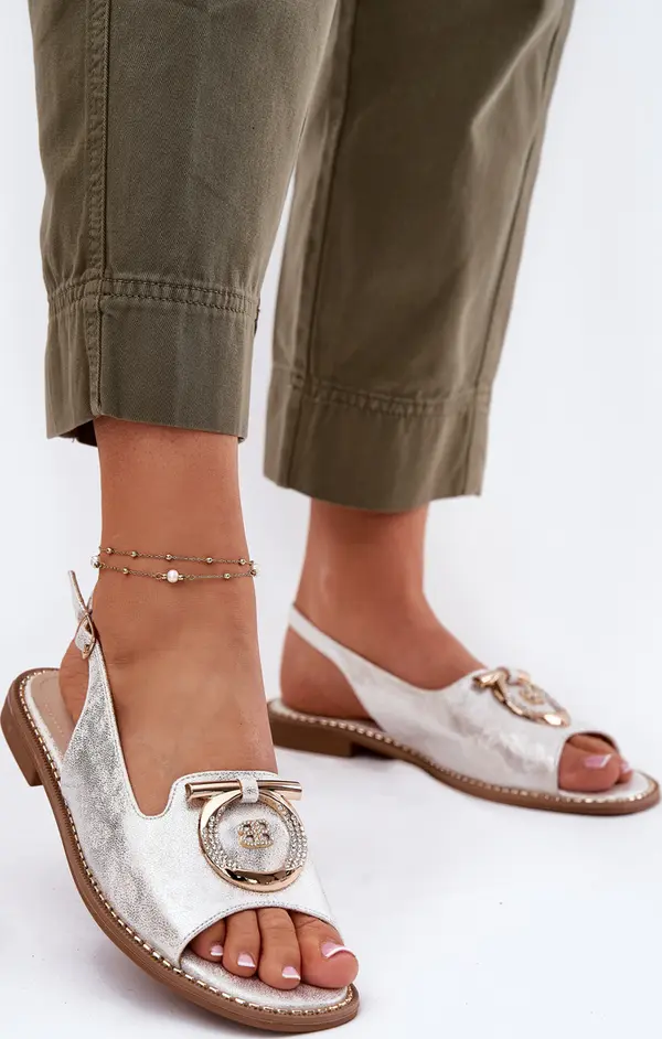 S. BARSKI S. BARSKI Елегантни сандали с декорация на плосък ток S.Barski