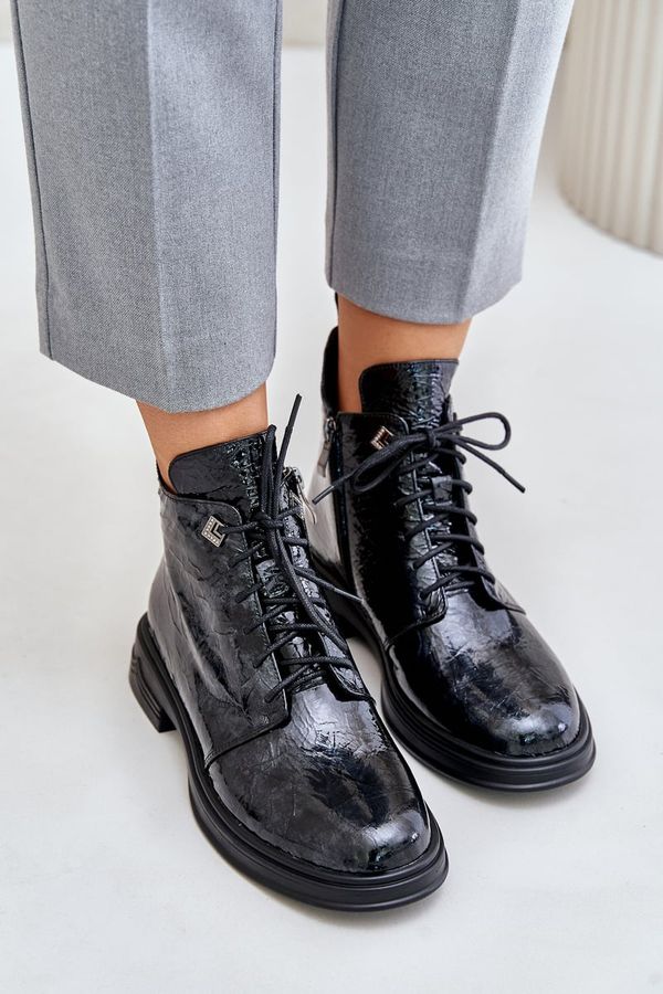 S. BARSKI S. BARSKI Кожени Лакирани Боти За Жени С Топлина На цип D&A