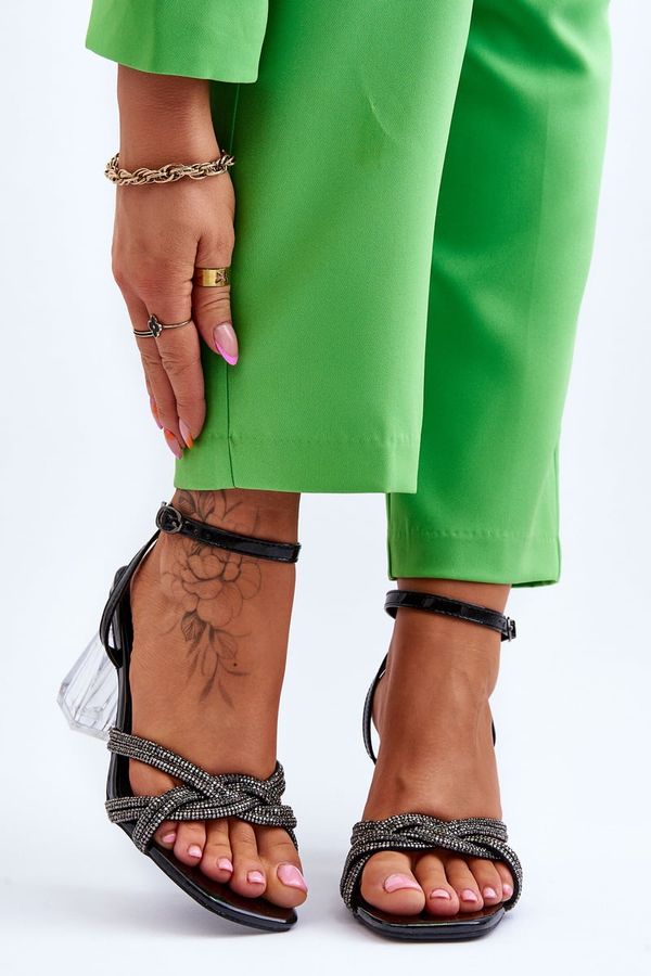 S. BARSKI S. BARSKI Кожени сандали на прозрачна лента Черен Ранди