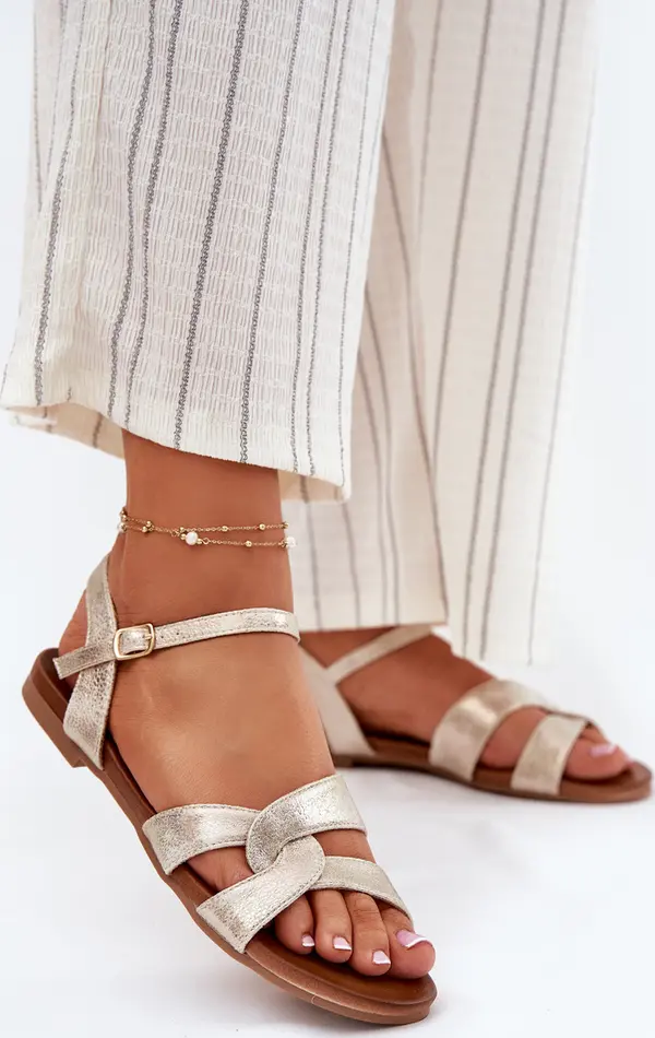 S. BARSKI S. BARSKI Плоски Лъскави Сандали За Жени S.Barski