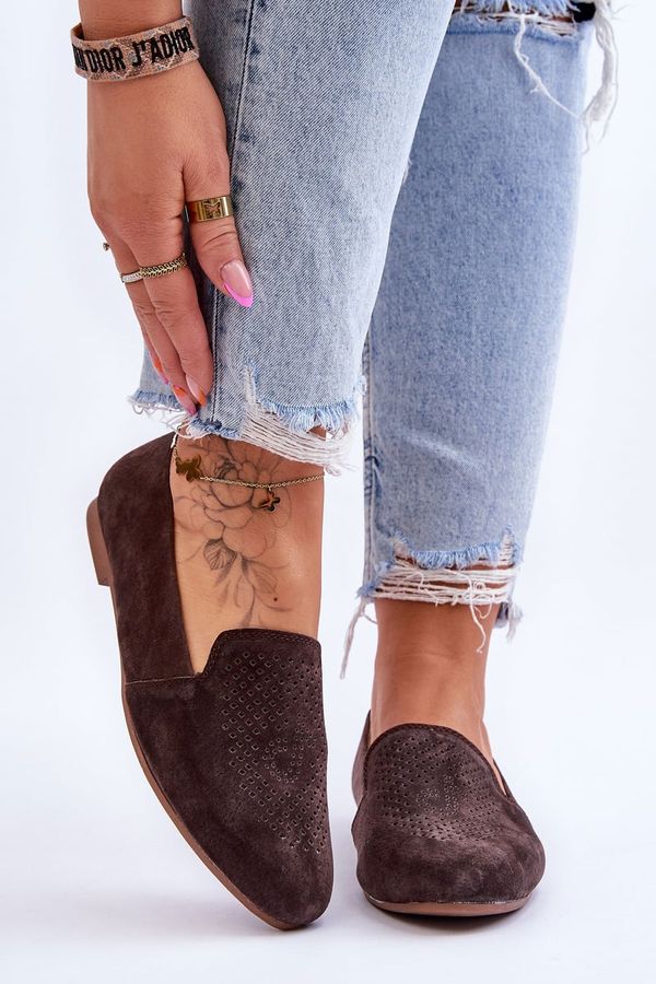 S. BARSKI S. BARSKI Велурени удобни мокасини Кафяви Giovana