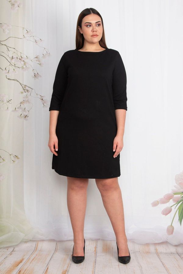 Şans Şans Women's Plus Size Black Dress With Back Detailed