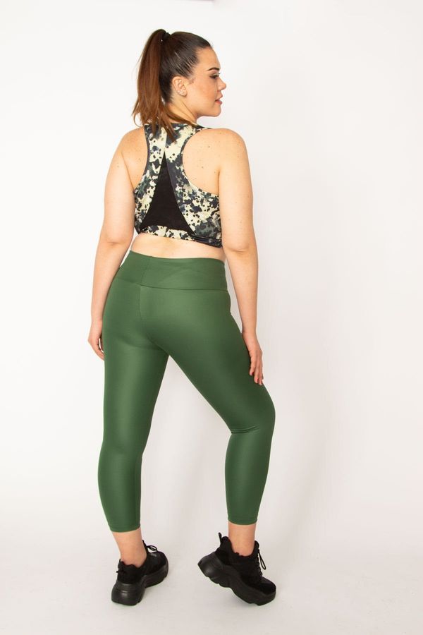 Şans Şans Women's Plus Size Green Tulle Detailed Crop Scallops