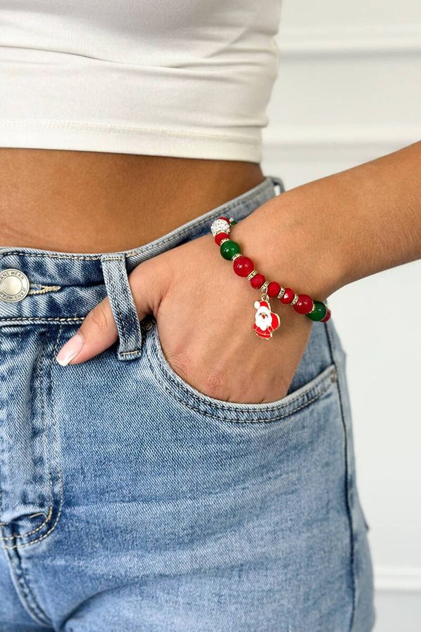 Kesi Santa Claus Christmas bracelet with green bag