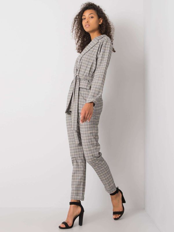 Fashionhunters Saskia grey and beige plaid jacket