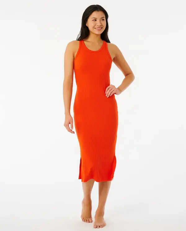 Rip Curl Šaty Rip Curl PREMIUM RIB RACER DRESS Hot Orange