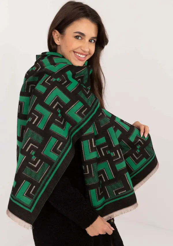 Wool Fashion Italia Scarf-AT-SZ-23158.32-black-green