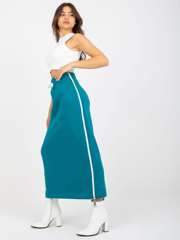 Fashionhunters Sea midi sweatshirt skirt with tie