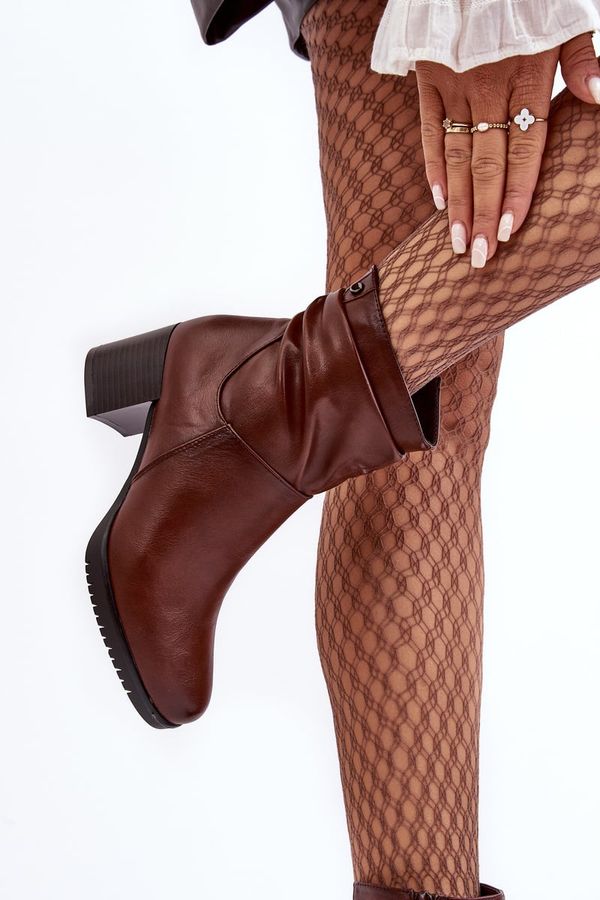 SERGIO LEONE SERGIO LEONE Дамски ботуши с рюта на ток Кафяв Liriam