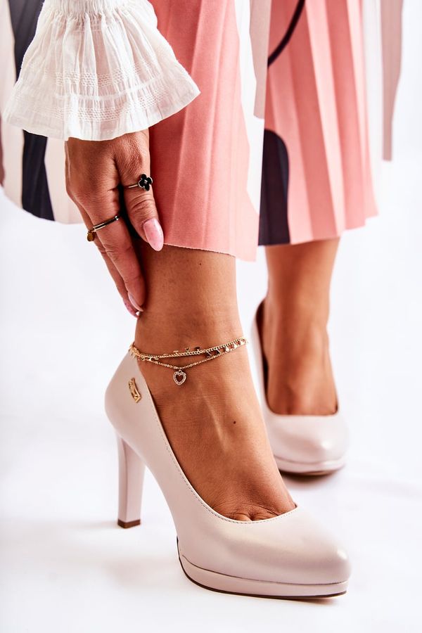 SERGIO LEONE SERGIO LEONE Дамски класически обувки на платформа Pearl Beige Alivene