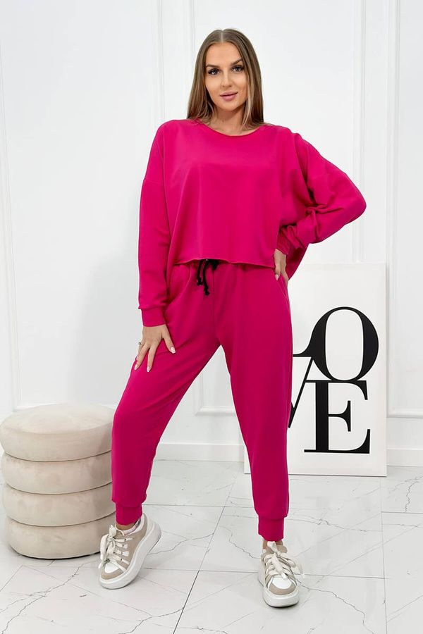 marka niezdefiniowana Set 2-piece sweatshirt + fuchsia trousers