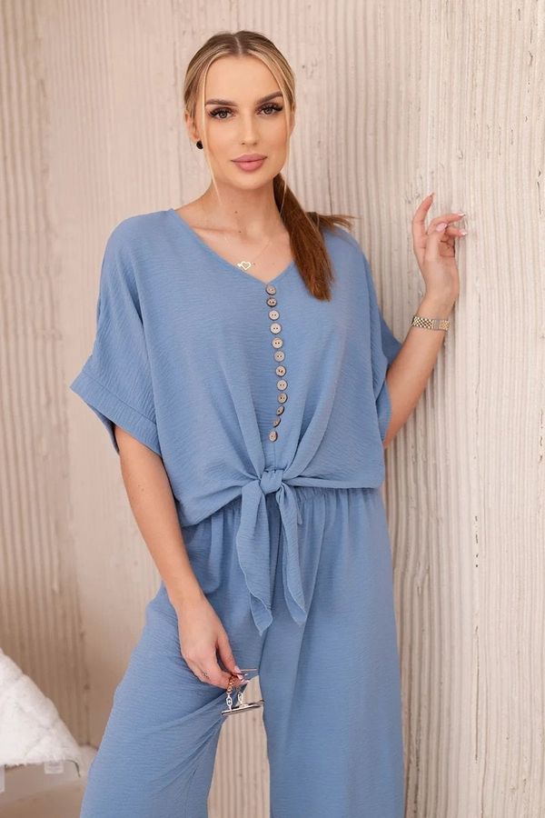 Włoski Set of blouse with denim pants