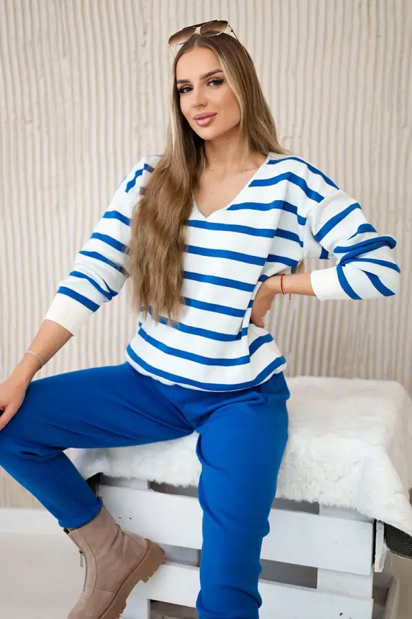 Kesi Set of Sweaters Striped Sweatshirt + Trousers Cornflower Blue