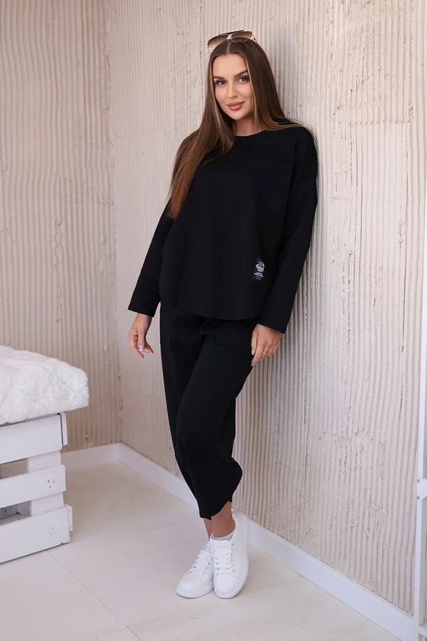 Włoski Set of sweatshirt and pants punto Black