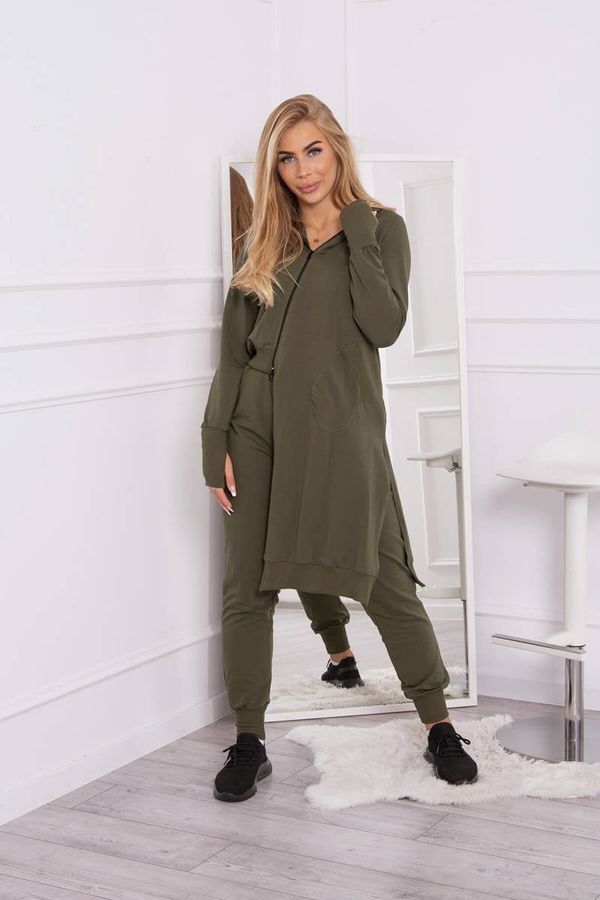 marka niezdefiniowana Set of sweatshirt with long khaki side