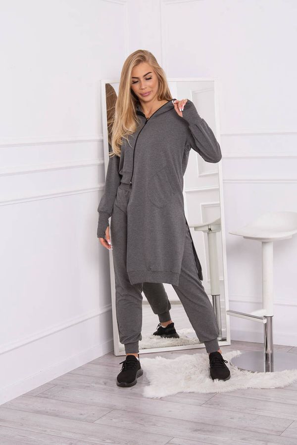 marka niezdefiniowana Set of sweatshirt with longer side made of graphite