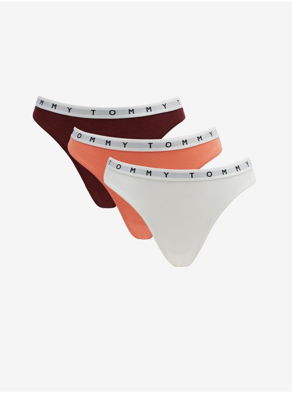 Tommy Hilfiger Set of three thongs in burgundy, apricot and white Tommy Hilfiger Underwea - Ladies