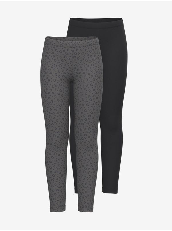 name it Set of two girly leggings in grey and black name it Vivian - Girls