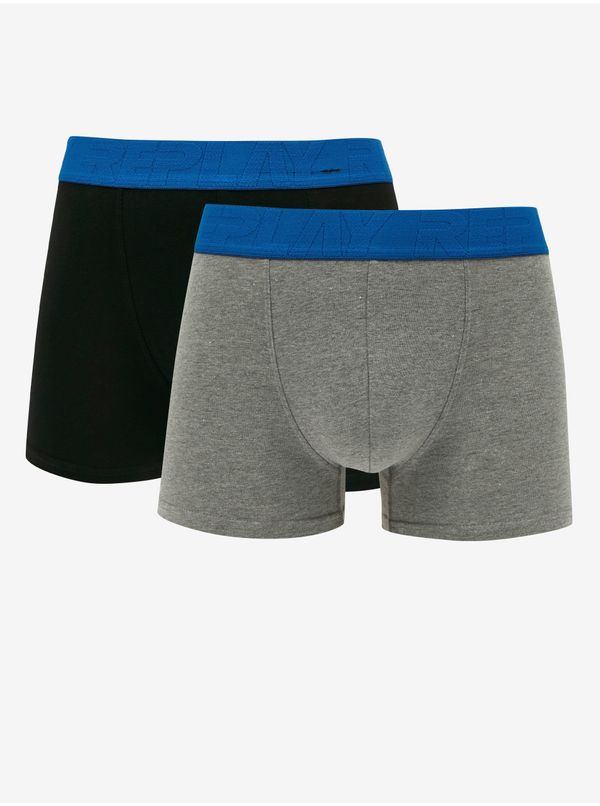 Replay Set of two men's boxers in black and gray Replay - Men