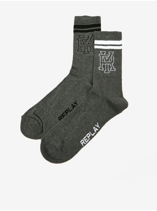 Replay Set of two pairs of men's socks in dark gray Replay - Men
