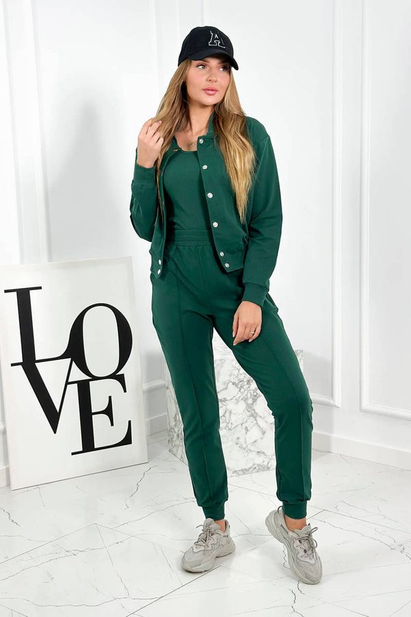 Kesi Set sweatshirts 3in1 with snap studs + top + pants green