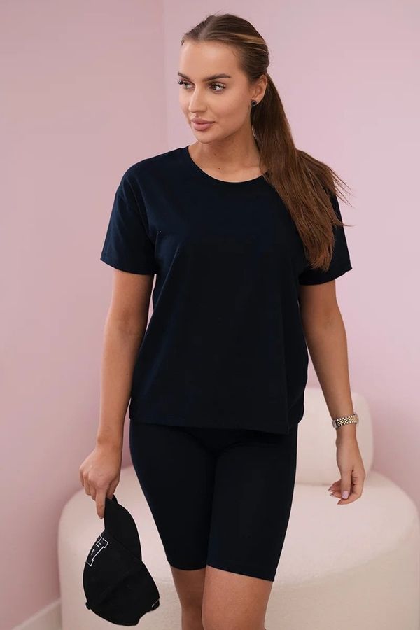 marka niezdefiniowana Set top+leggings dark blue