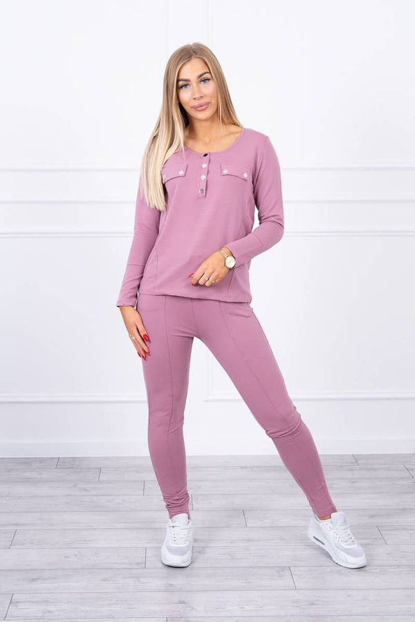 marka niezdefiniowana Set with a neckline with press studs in dark pink color