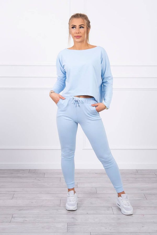 marka niezdefiniowana Set with an oversized blouse in azure color