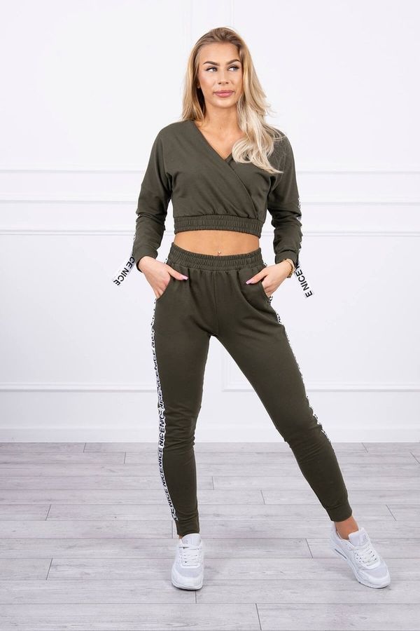 marka niezdefiniowana Set with decorative stripes khaki